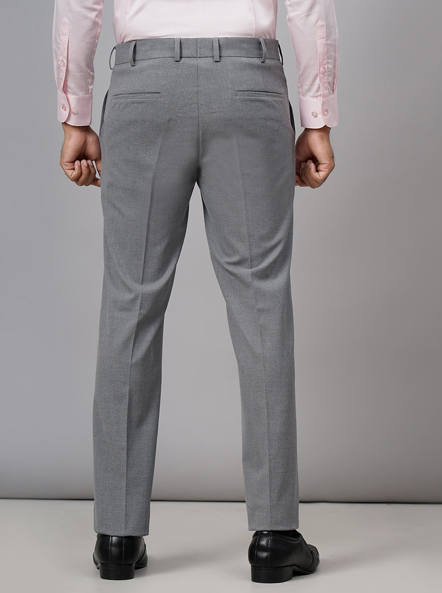 Light Grey Solid Slim Fit Formal Trouser | JB Studio