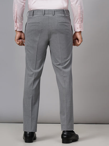 Light Grey Solid Slim Fit Formal Trouser | JB Studio