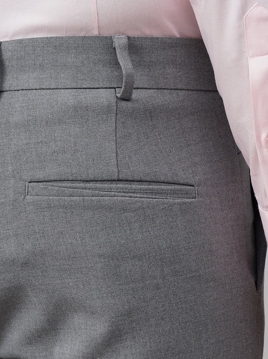Light Grey Solid Slim Fit Formal Trouser | JB Studio