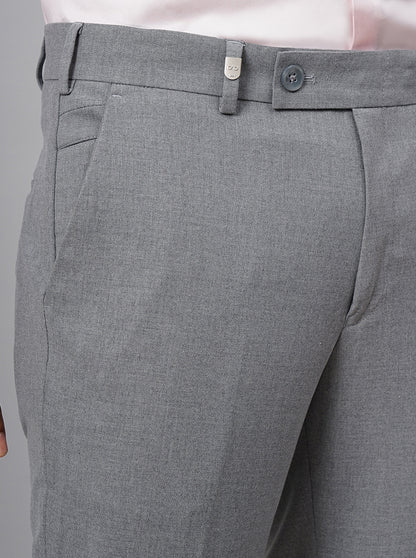 Light Grey Solid Slim Fit Formal Trouser | JB Studio