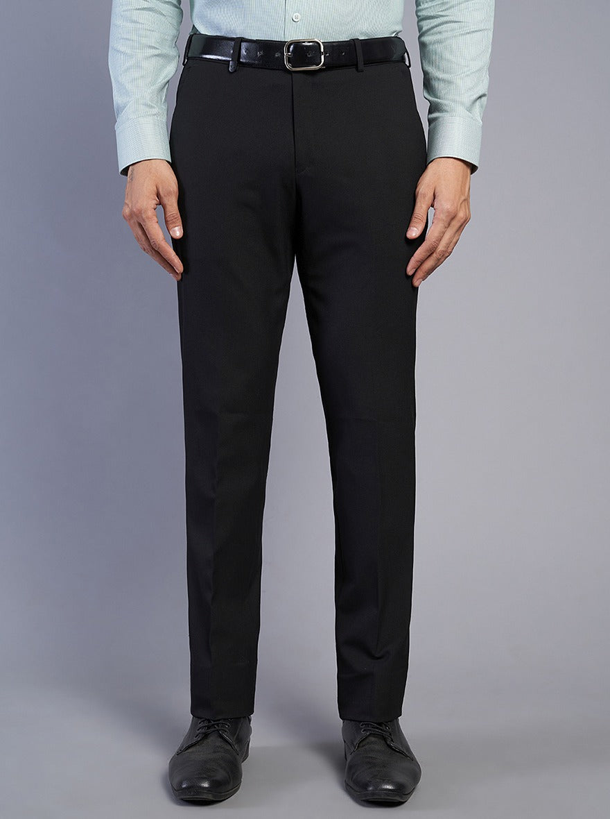 Black Solid Slim Fit Formal Trouser | JB Studio
