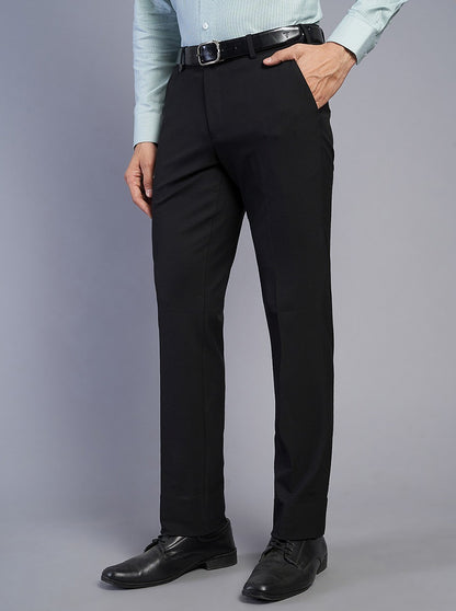 Black Solid Slim Fit Formal Trouser | JB Studio