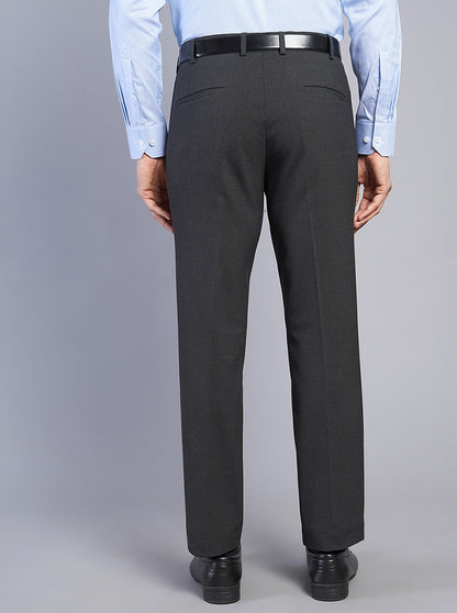 Grey Solid Slim Fit Formal Trouser | JB Studio