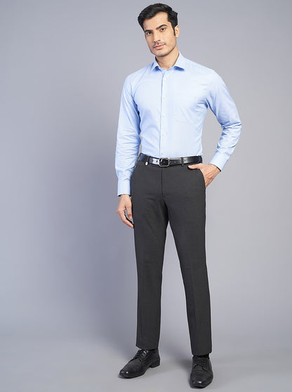 Grey Solid Slim Fit Formal Trouser | JB Studio