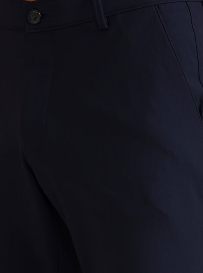 Navy Blue Solid Slim Fit Club Wear Trouser | Wyre