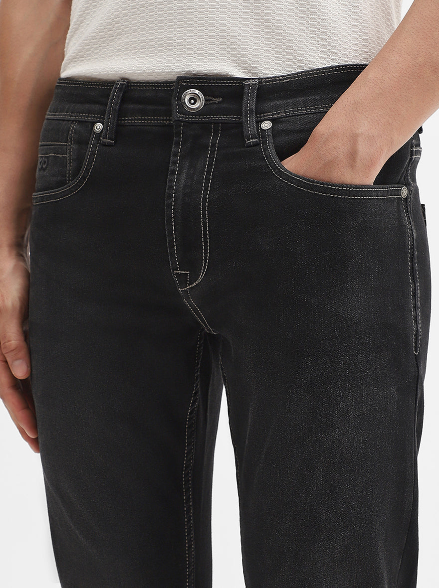 Charcoal Grey Washed Slim Fit Jeans | JadeBlue