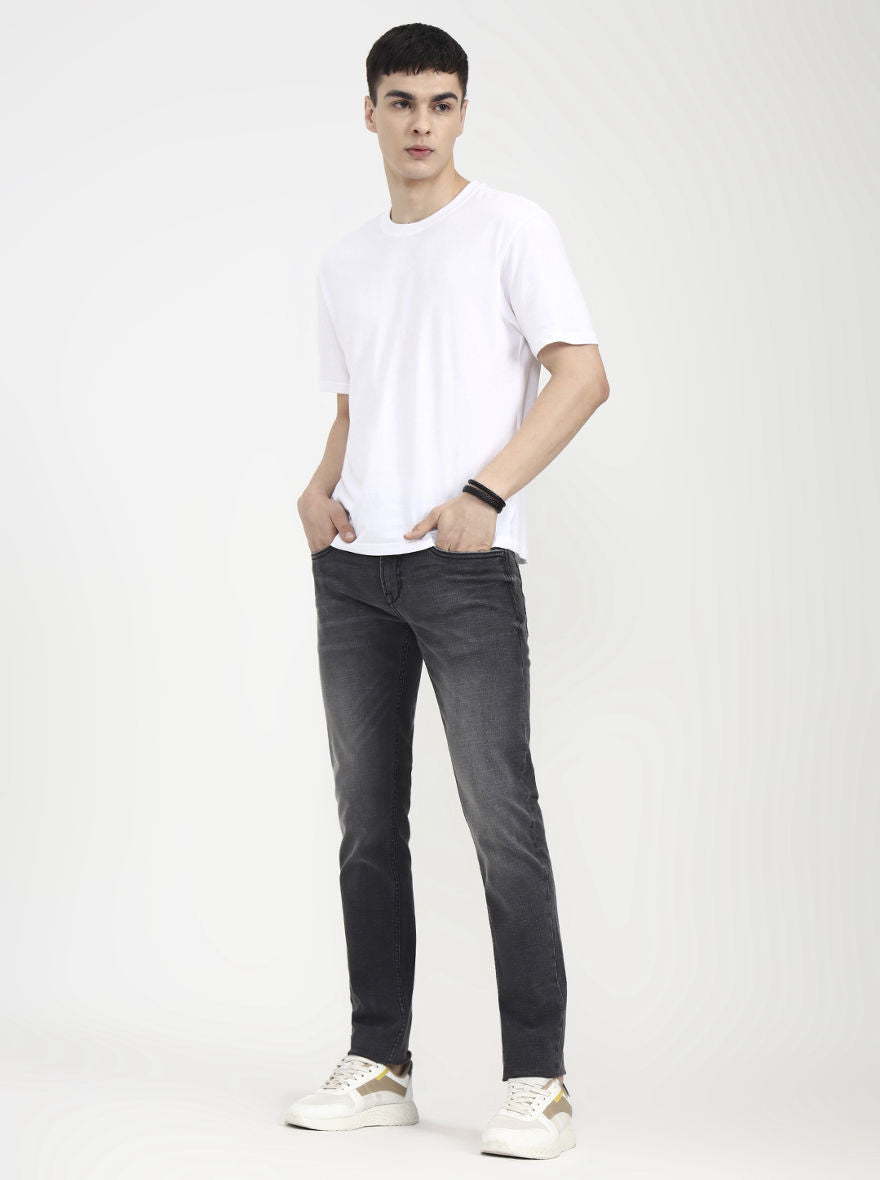 Mid Grey Washed Slim Fit Jeans | JadeBlue