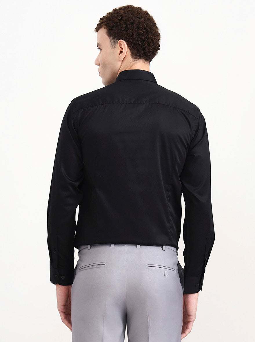 Black Solid Slim Fit Formal Shirt | Metal
