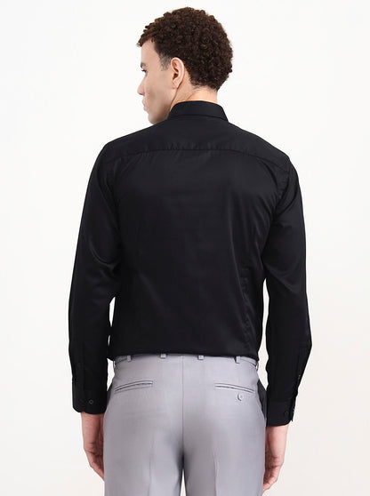 Black Solid Slim Fit Formal Shirt | Metal