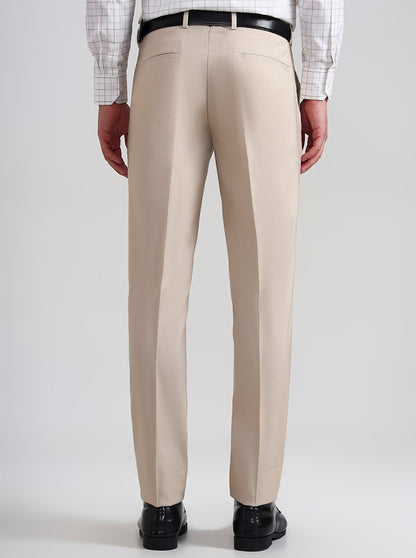 Fawn Checked Slim Fit Formal Trouser | Greenfibre