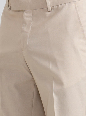 Fawn Checked Slim Fit Formal Trouser | Greenfibre