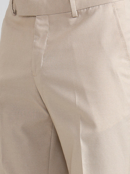 Fawn Checked Slim Fit Formal Trouser | Greenfibre
