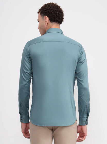 Pista Green Solid Slim Fit Party Wear Shirt | Wyre
