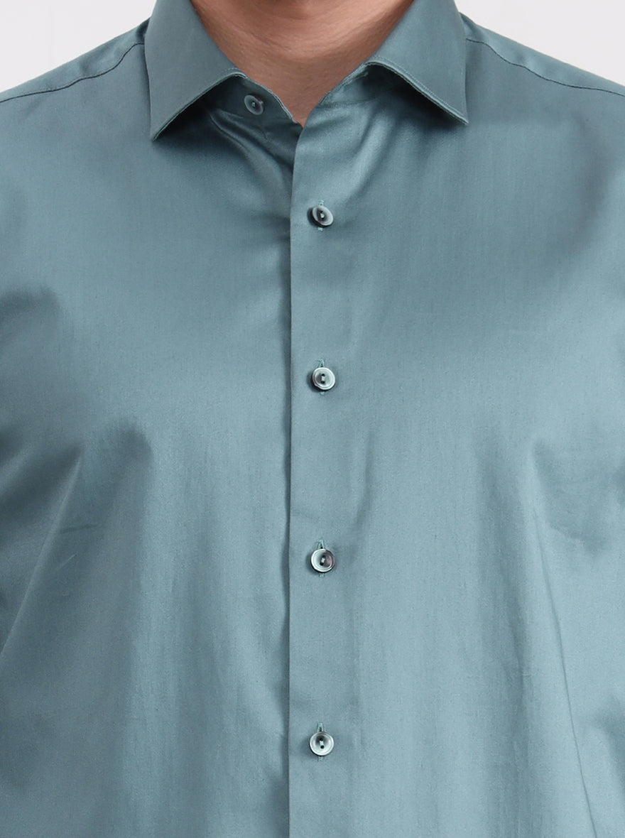Pista Green Solid Slim Fit Party Wear Shirt | Wyre