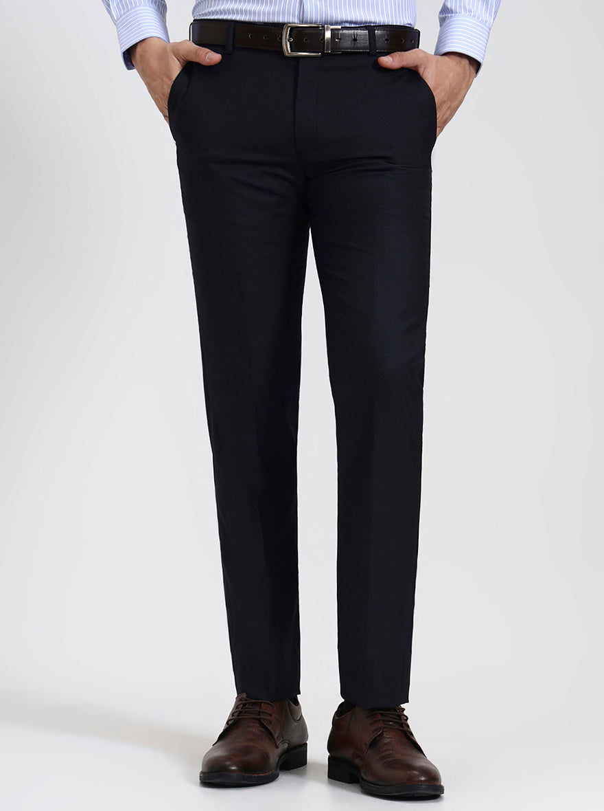 Blue Solid Slim Fit Formal Trouser | JadeBlue Super Luxe
