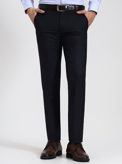 Blue Solid Slim Fit Formal Trouser | JadeBlue Super Luxe