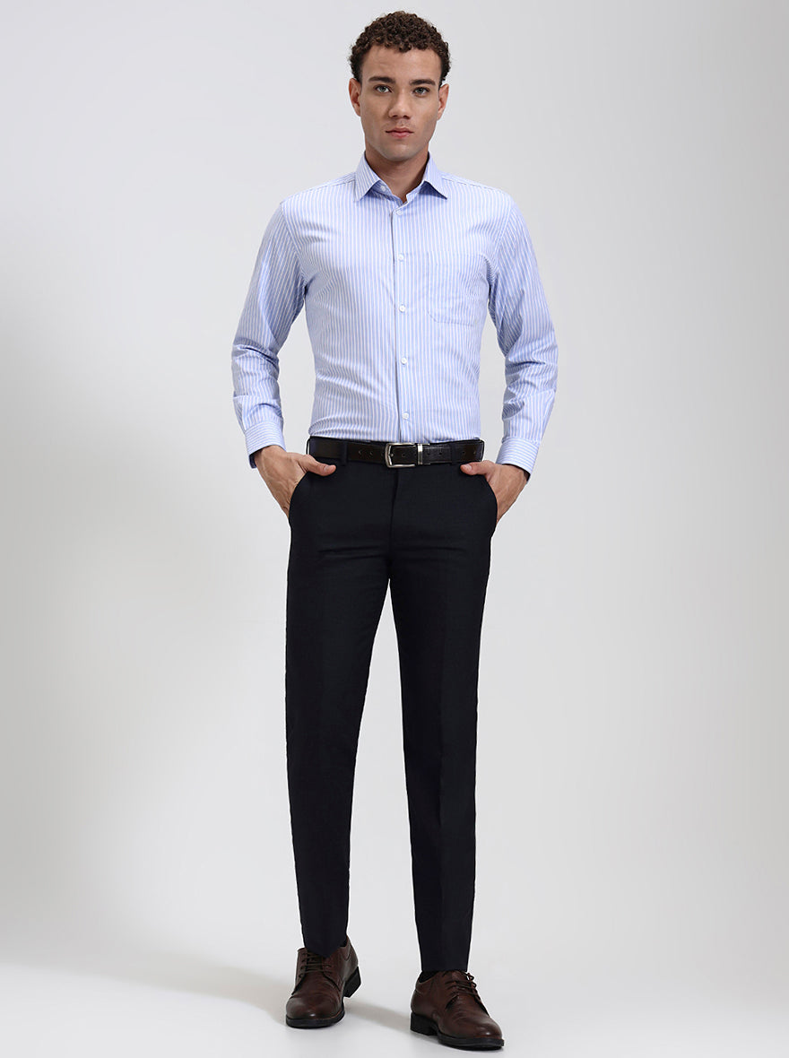 Blue Solid Slim Fit Formal Trouser | JadeBlue Super Luxe