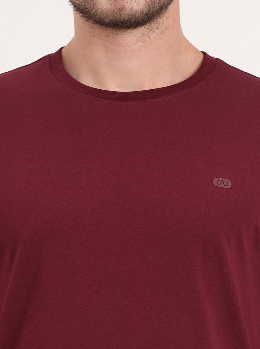 Wine Solid Slim Fit T-Shirt | JadeBlue