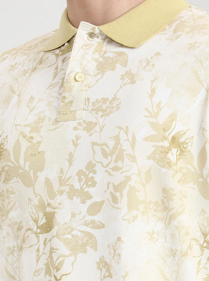Lime Green Printed Slim Fit Polo T-Shirt | Greenfibre
