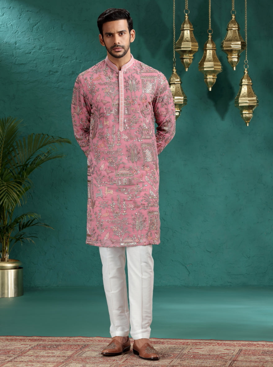 Pink Printed Kurta Pajama | TULA