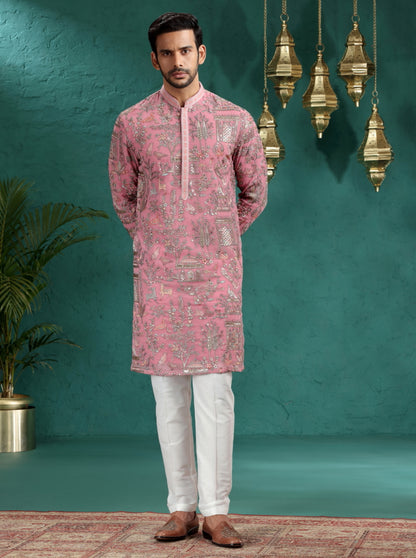 Pink Printed Kurta Pajama | TULA
