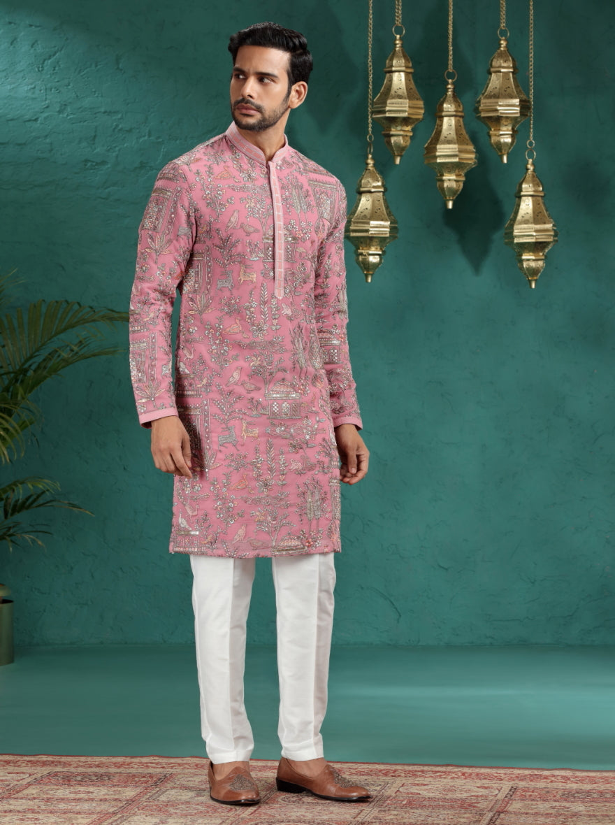 Pink Printed Kurta Pajama | TULA