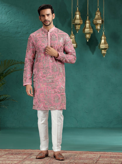 Pink Printed Kurta Pajama | TULA