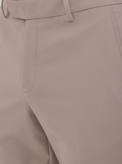 Cream Solid Slim Fit Formal Trouser | Metal