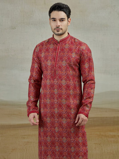 Maroon Printed Kurta Pajama | Virasana