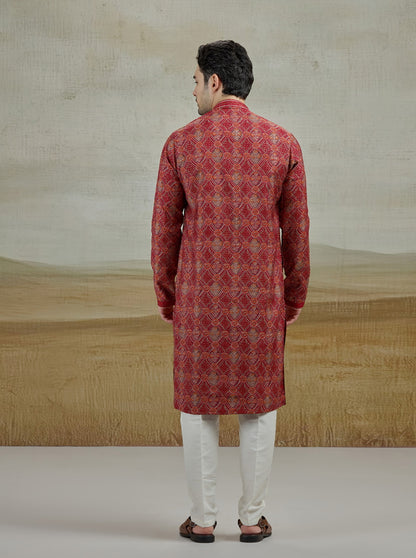 Maroon Printed Kurta Pajama | Virasana