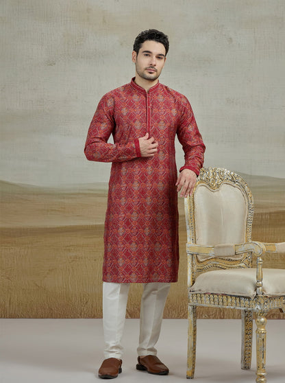 Maroon Printed Kurta Pajama | Virasana