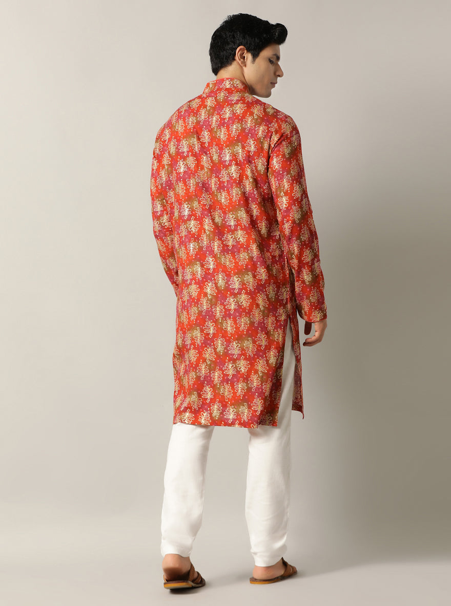Orange Printed Kurta | The Kurta Company