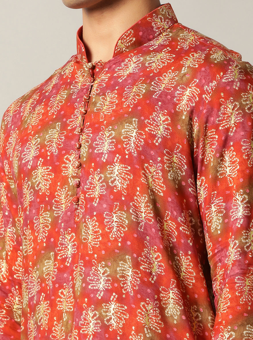 Orange Printed Kurta | The Kurta Company