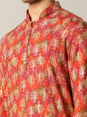 Orange Printed Kurta | The Kurta Company