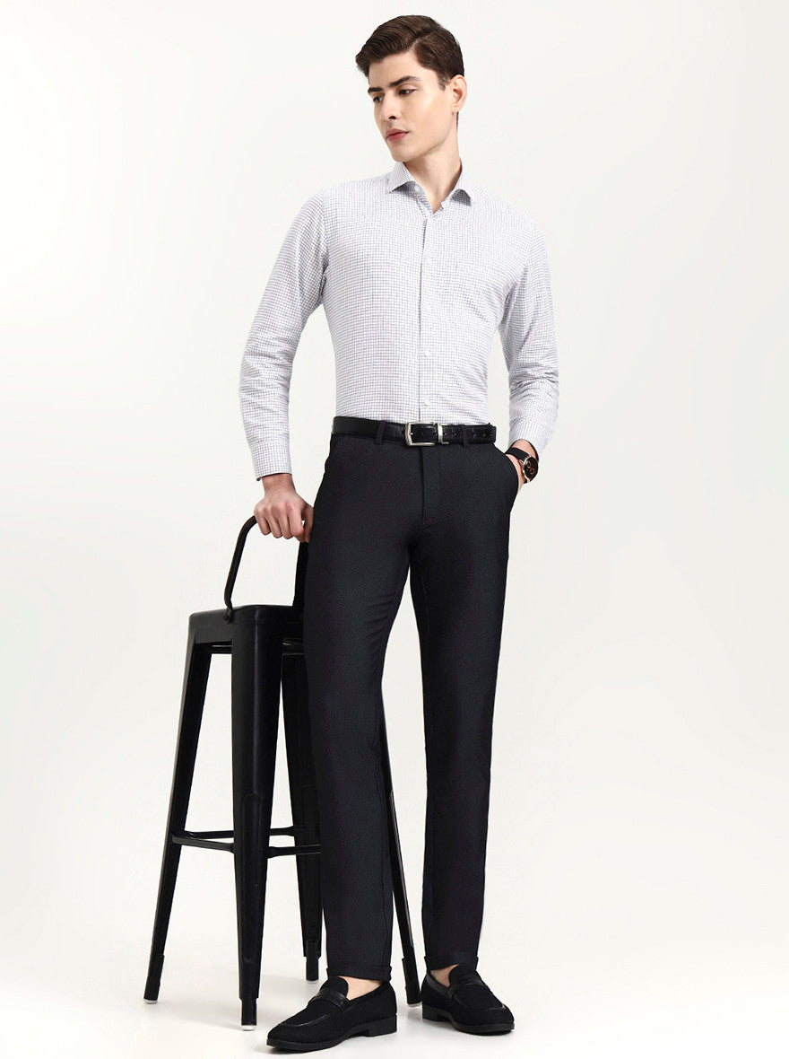 Black Solid Slim Fit Club Wear Trouser | Wyre