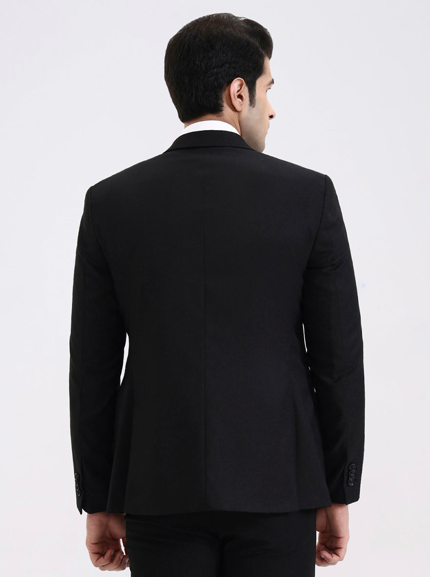 Black Solid Regular Fit Blazer | JadeBlue