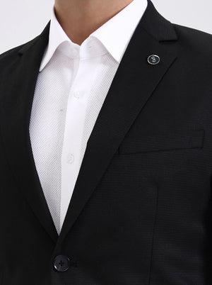 Black Solid Regular Fit Blazer | JadeBlue