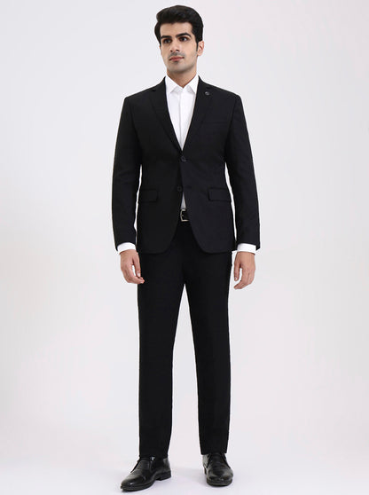 Black Solid Regular Fit Blazer | JadeBlue