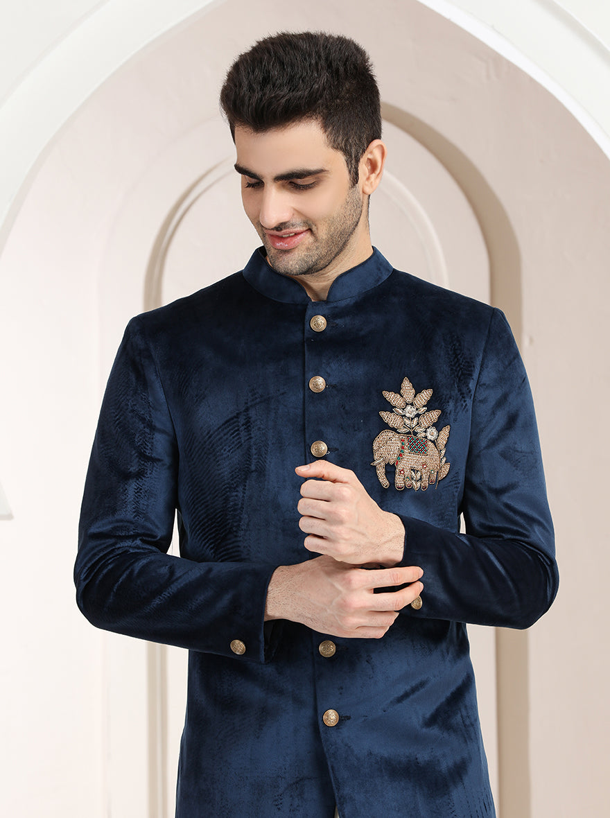 Blue Embroidered Indowestern | JB X JB