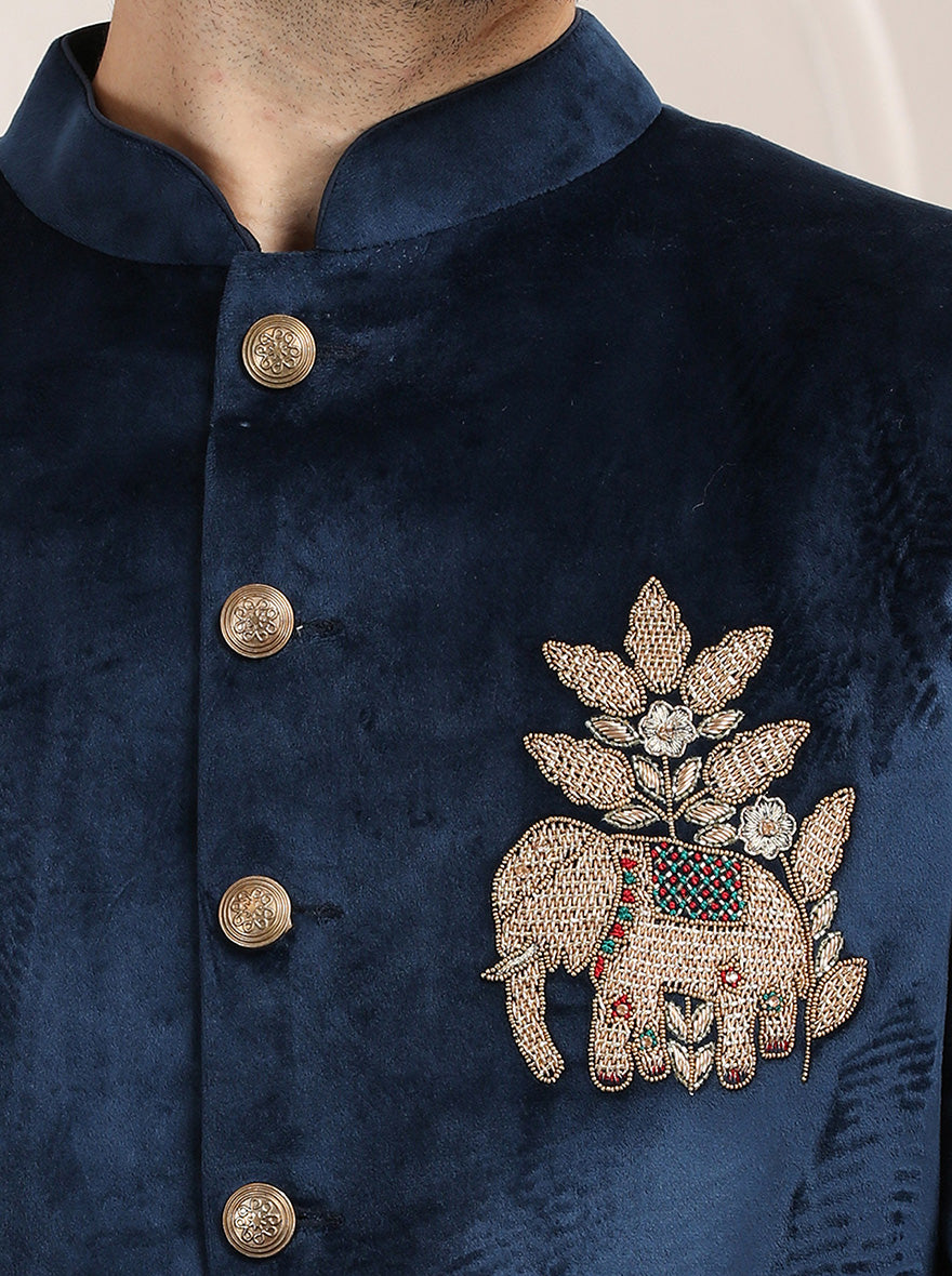 Blue Embroidered Indowestern | JB X JB