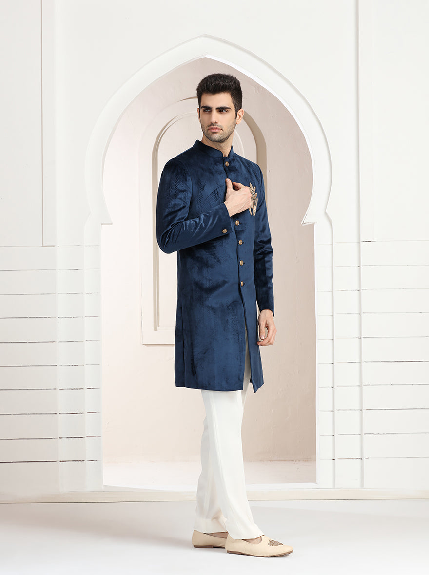 Blue Embroidered Indowestern | JB X JB