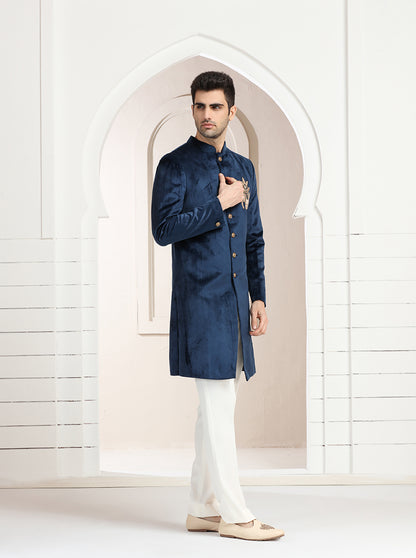 Blue Embroidered Indowestern | JB X JB