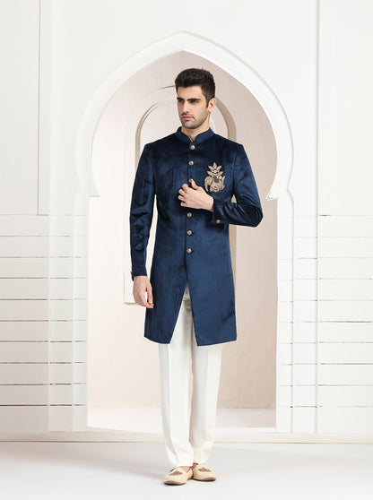 Blue Embroidered Indowestern | JB X JB