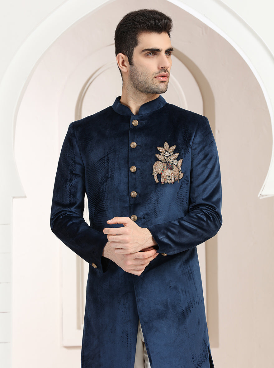 Blue Embroidered Indowestern | JB X JB