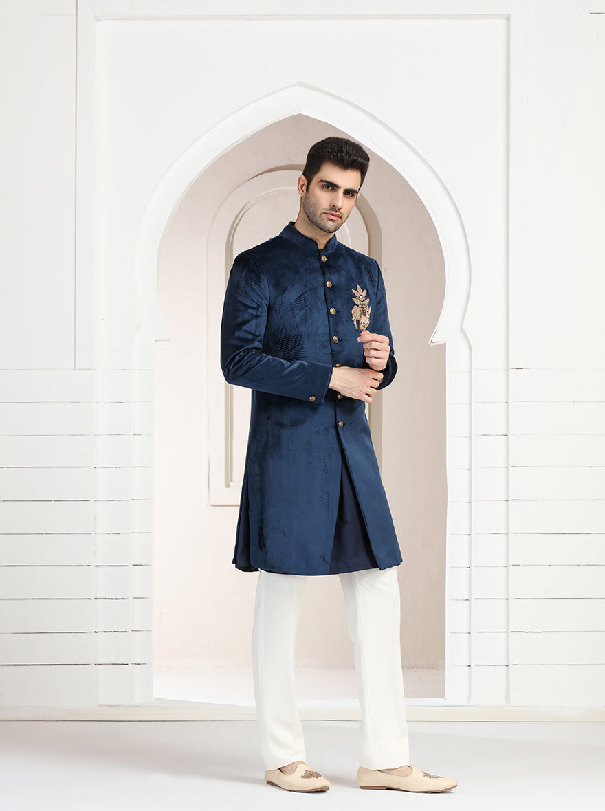 Blue Embroidered Indowestern | JB X JB
