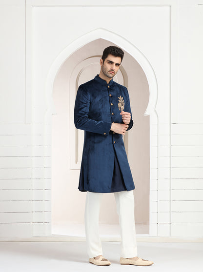 Blue Embroidered Indowestern | JB X JB