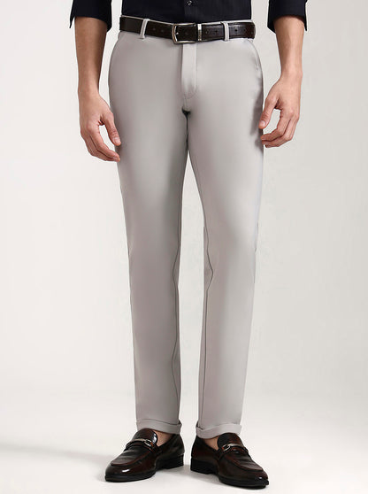 Light Grey Solid Slim Fit Club Wear Trouser | Wyre