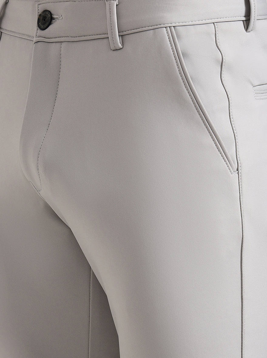 Light Grey Solid Slim Fit Club Wear Trouser | Wyre