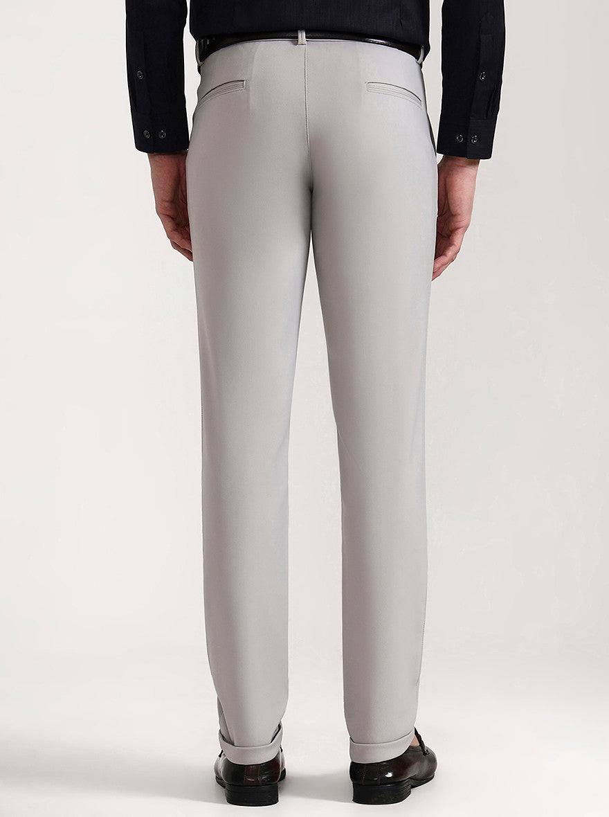 Light Grey Solid Slim Fit Club Wear Trouser | Wyre