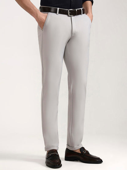 Light Grey Solid Slim Fit Club Wear Trouser | Wyre